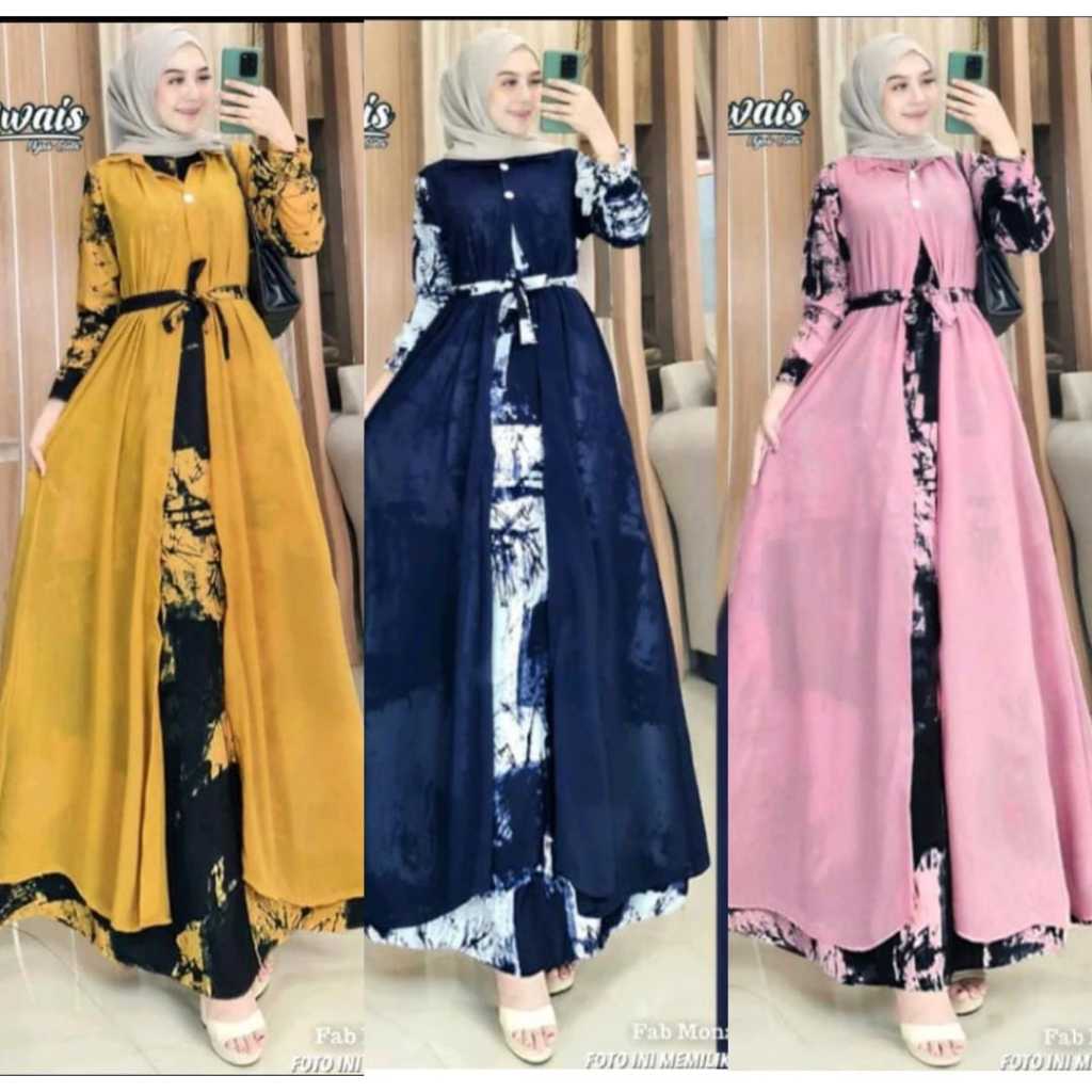LANGSUNG KIRIM GAMIS  ROMPI LEPAS PASANG PLUS BLAZZER CERUTY PISAH/GISEL/ Gamis MONALISA JUMBO XXXL 