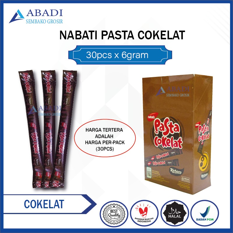 

Nabati Pasta Cokelat Richoco - Cokelat - Chocolate 1 Box 30pcs 6gram