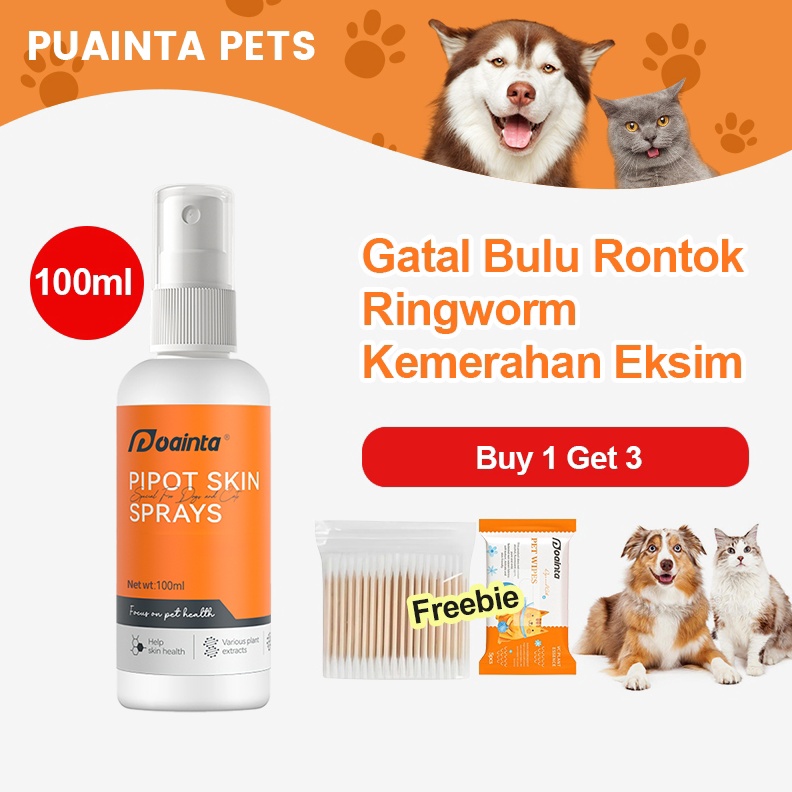 Pengiriman cepatPUAINTA 51152ML Semprotan Kulit Pipot Kucing dan Anjing Semprotan Kulit Antijamur An