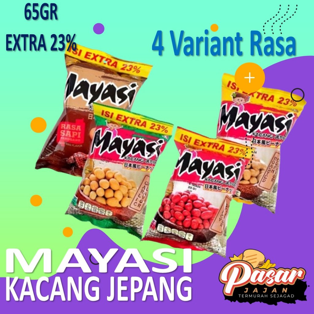 

Mayasi Kacang Jepang Isi 65Gr Extra 15Gr dengan 4 Rasa