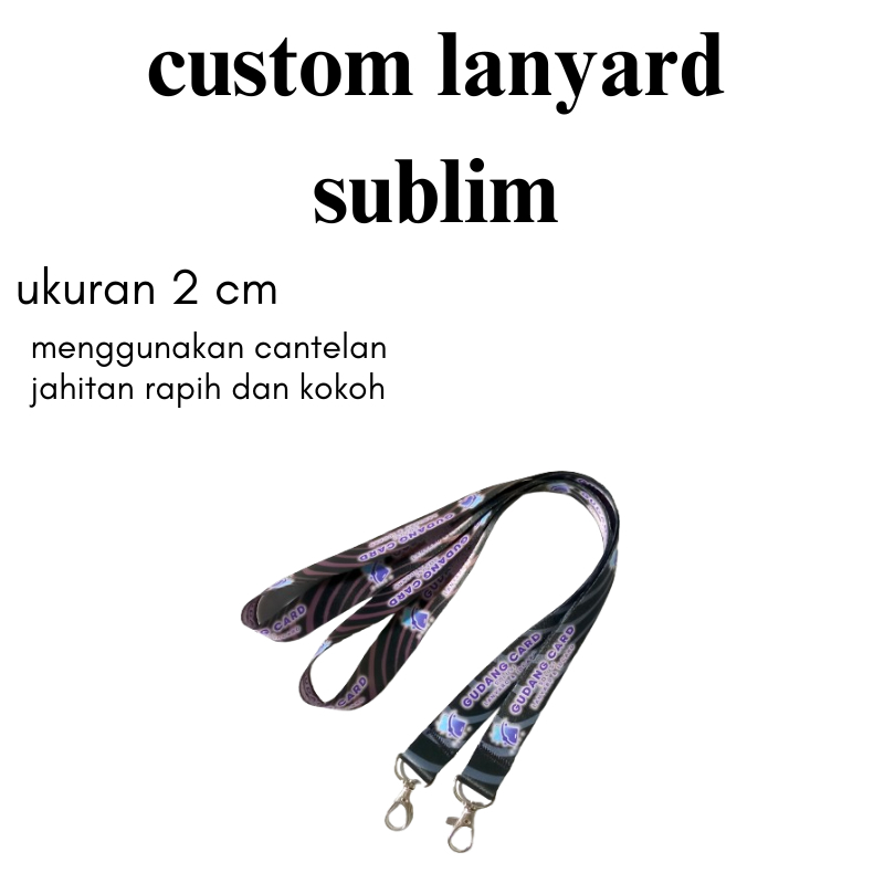 

tali lanyard print sublim 2cm cetak 2 muka / tali id card printing dua cm cetak dua muka / nametag