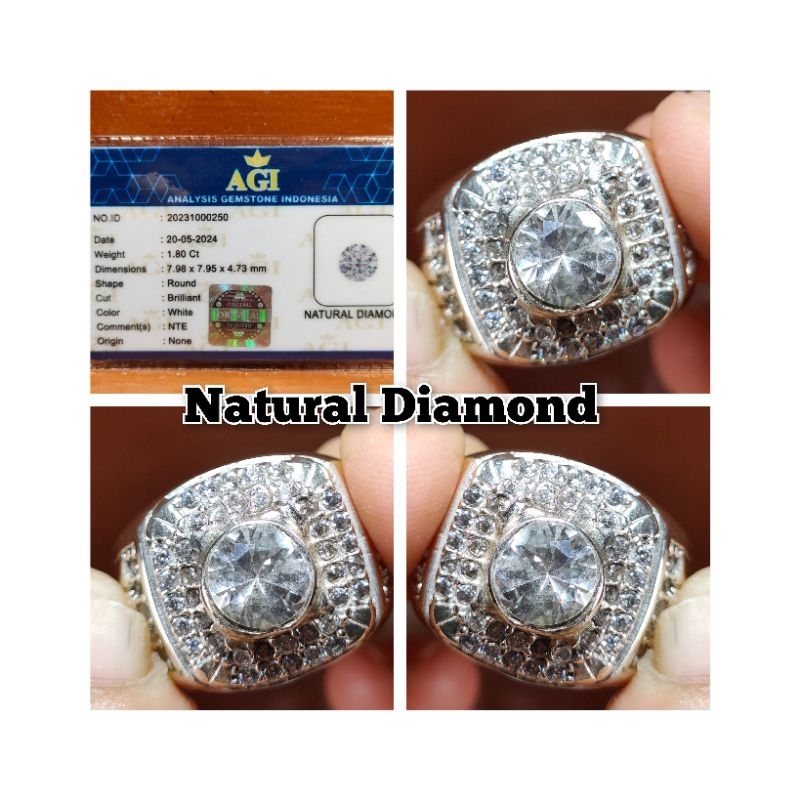 BATU PERMATA BERLIAN PUTIH EROPA RING PERAK