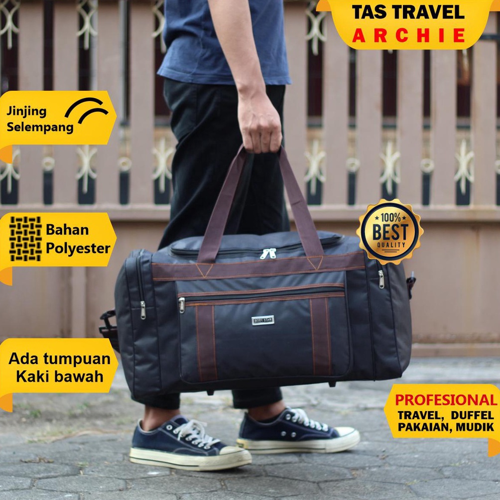 KODE W57F Tas Travel Archie Bag Jinjing Traveling Murah Baru Kuat Awet Jumbo Pulkam Baju Mudik Besar