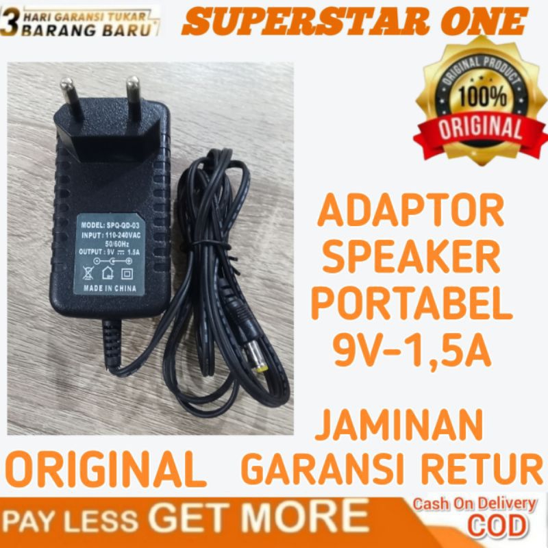 Adaptor 9V 1,5A Charger Speaker Portabel Meeting QD-SPQ-03 9Volt 1,5A