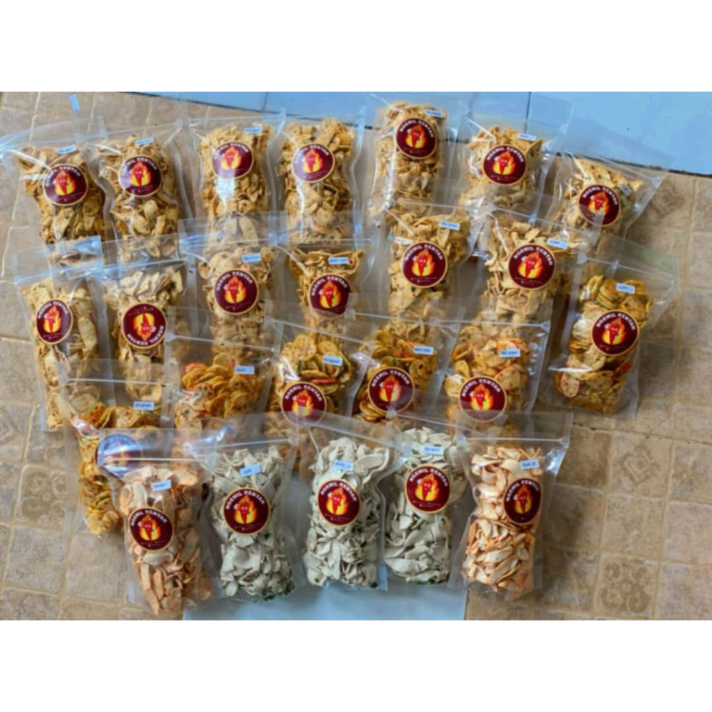 

KERIPIK otak -otak pedas daun jeruk/murah/renyah