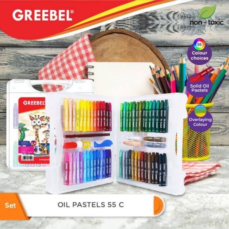 

GREEBEL Crayon KIDS OIL PASTEL 55 warna/ tidak berdebu & cerah untuk Sekolah Anak & professional non toxic