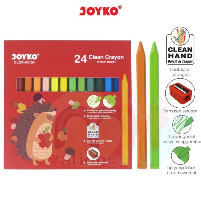

KODE E74Y Clean Crayon Joyko 24Warna CLCRAC24 1 4Warna