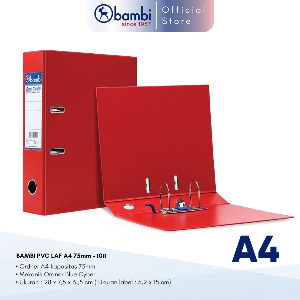 

KODE R56J Bambi Ordner A4 JUMBO SIZE 75 mm PVC Lever Arch File kode 111