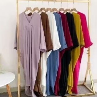 baju kaftan warna biru denim