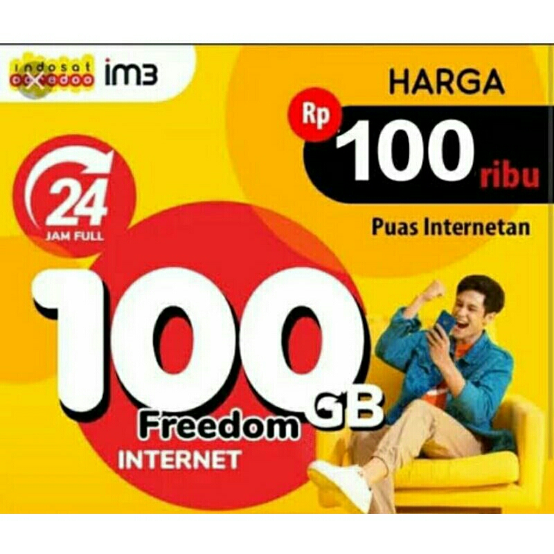 PAKET DATA INDOSAT 100Gb / Paket kuota indosat 100Gb INTERNET Indosat PROMO FULL 24 JAM SUPER MURAH 