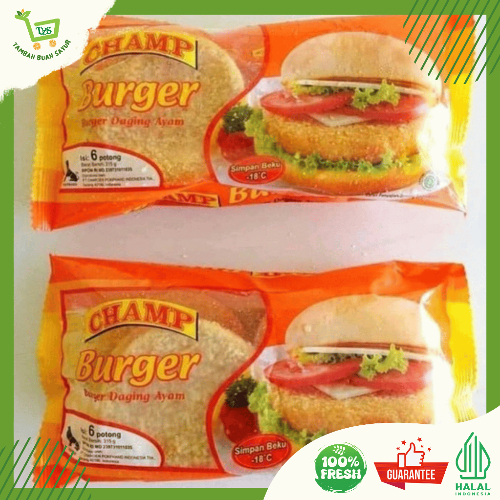 

CHAMP BURGER DAGING AYAM 6 PCS 315 GR