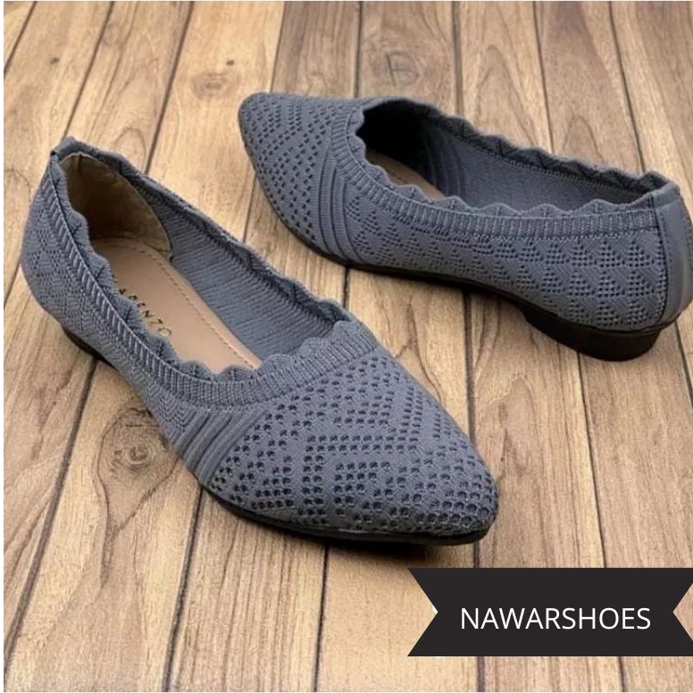 KODE Y15S NAWARSHOES  Sepatu Wanita Flat Shoes Rajut Import