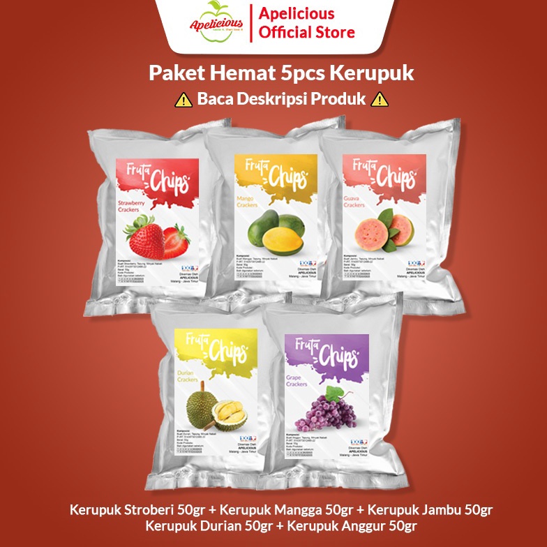 

SPESIAL BULAN INI Apelicious Paket Krupuk Buah Fruta 5pcs