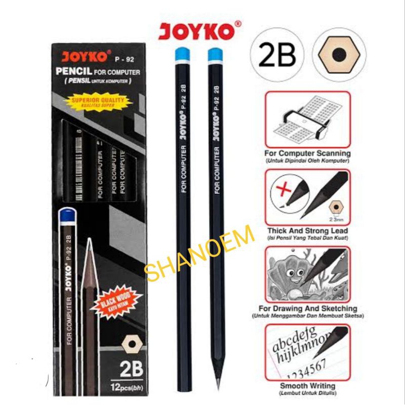 

PENSI JOYKO 2B HITAM / 1 Pak 12 Pcs