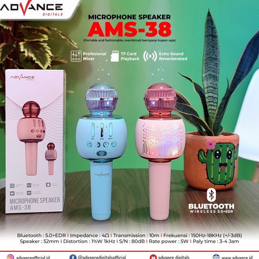 KODE J19B Mic Speaker Advance AMS38 Bluetooth Portable  Speaker Mic Bluetooth karaoke ORI