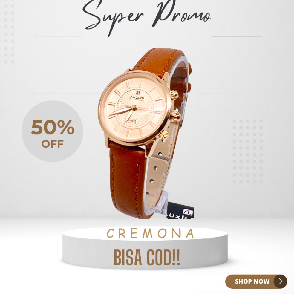 KODE A75N AUXLAND Jam Tangan Kulit Fashion Couple Simple Analog Mewah Elegan