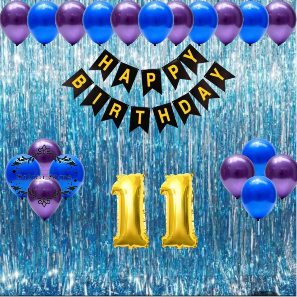 Paket Set Dekorasi Ulang Tahun Balon Metalik Backdrop Happy Birthday Party Anak & Dewasa Simple