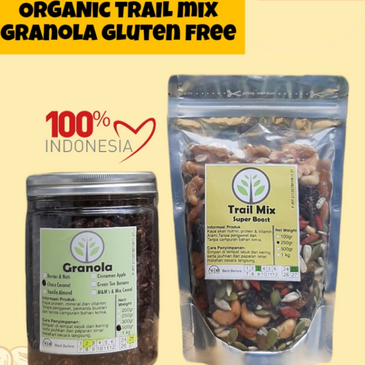 

Paket Praktis! Trail Mix 250gr+ Granola 500gr Sereal Sarapan Sehat. Oat, kismis, almond, Paket Sarapan.Paket Diet. Sarapan Sehat. Makanan Diet. Makanan rendah kalori