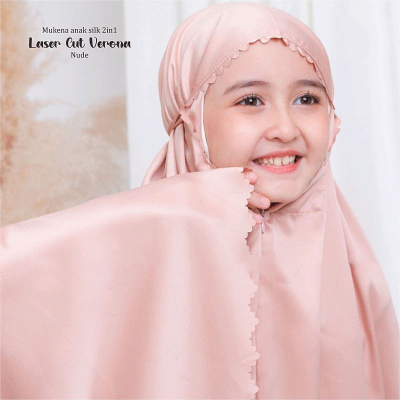 MUKENA TERBARU 2025 - Mukena Anak 2in1 Umur 8-13 Tahun Bahan Silky Premium Finishing Laser Cut - Muk