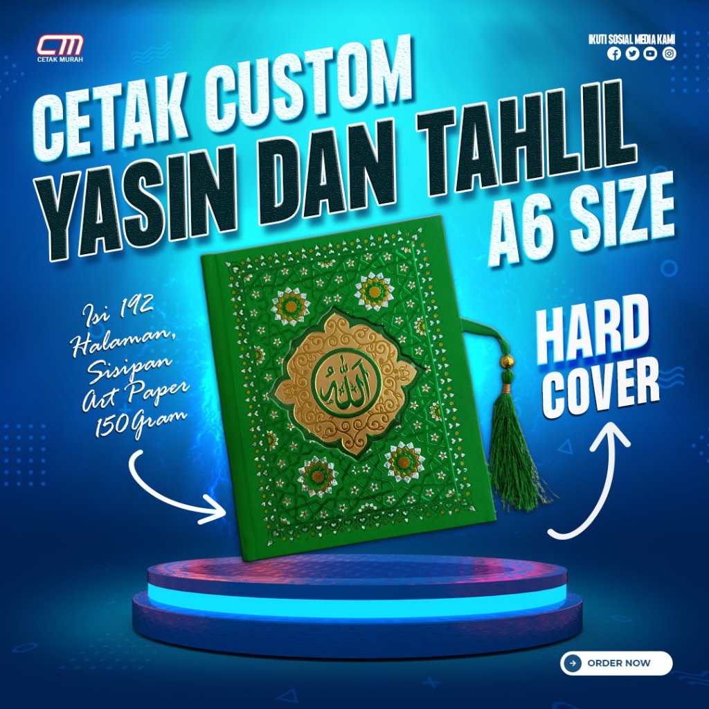 Buku Yasin Hard Cover, FREE TASBIH, FREE FOTO ALM/ALMH, FREE NAMA-NAMA KELUARGA ALM/ALMH Termurah