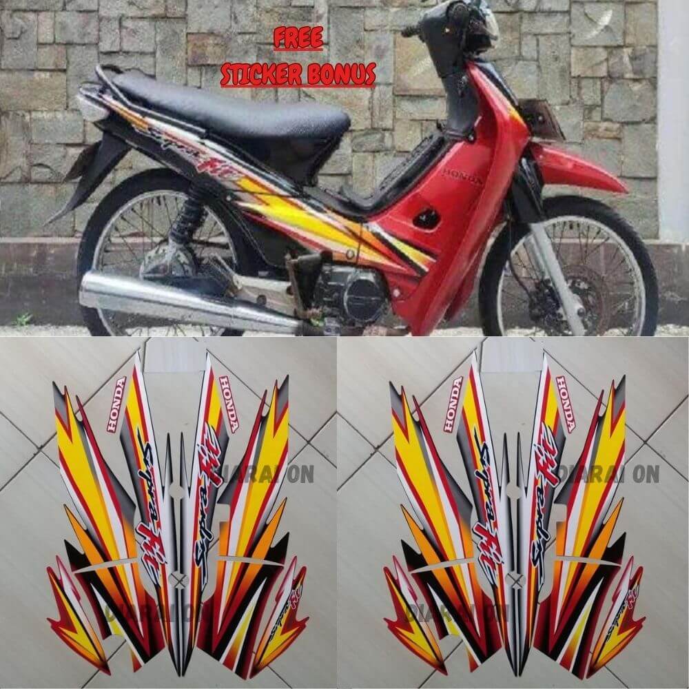 Striping Stiker Honda Supra Fit 2004 2005 Cakram - Supra Fit 2005 Merah Murah