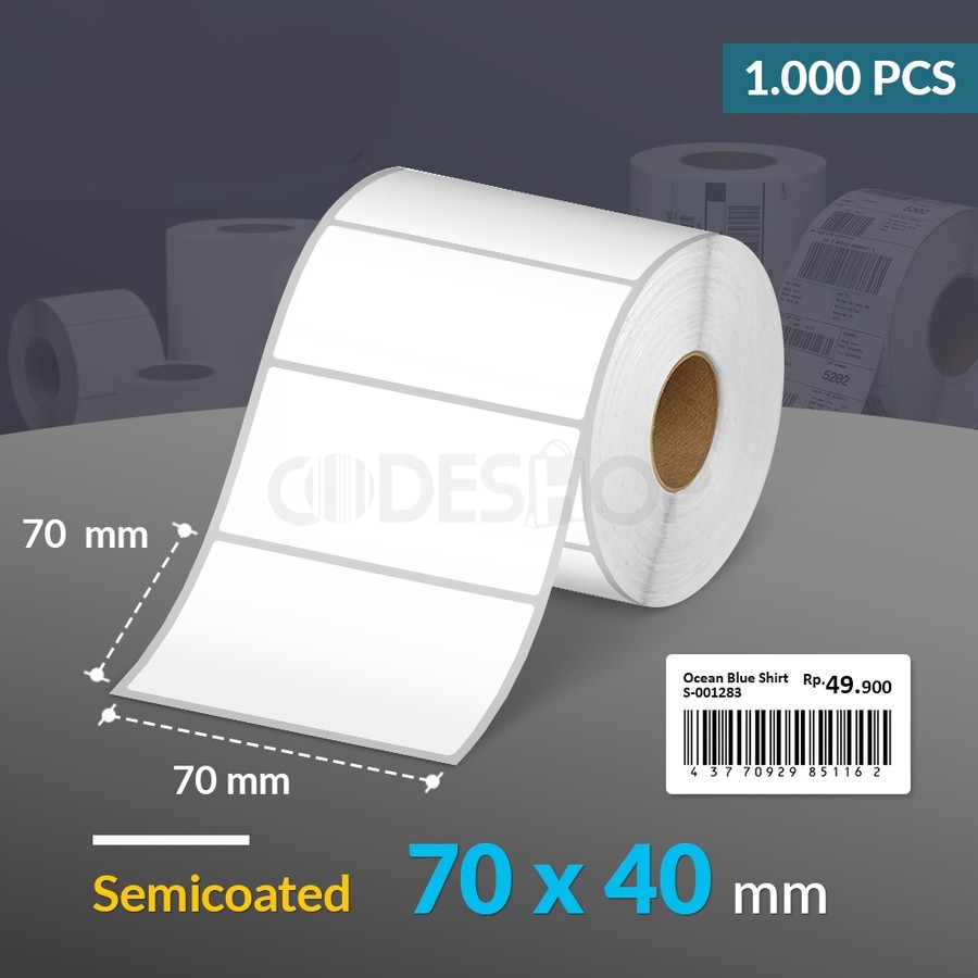 

Label Barcode Semicoated ukuran 70x40mm 1 line isi 1.000 pcs