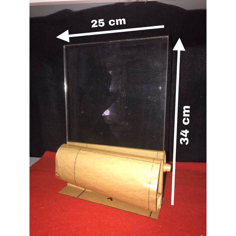 

tempat browsur//barcode//menu akrilik 25cm x 34cm model T potret (costum)
