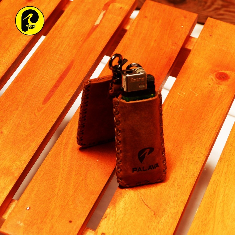 KOZHA tempat korek api kulit asli handmade gantungan dengan tali palava adv