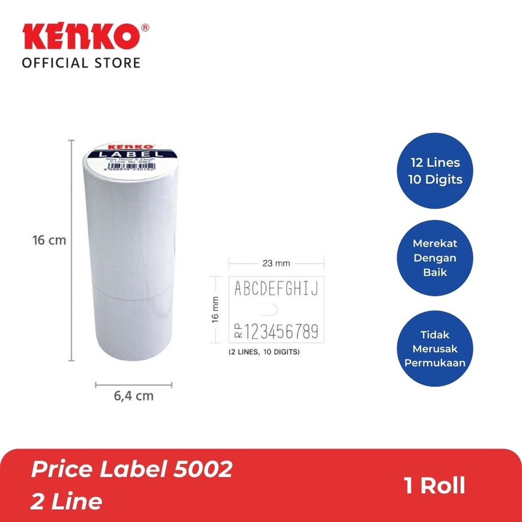 

PRICE LABEL / LABEL HARGA / LABEL HARGA 2 LINE / LABEL HARGA KENKO 2 LINE PUTIH 5002