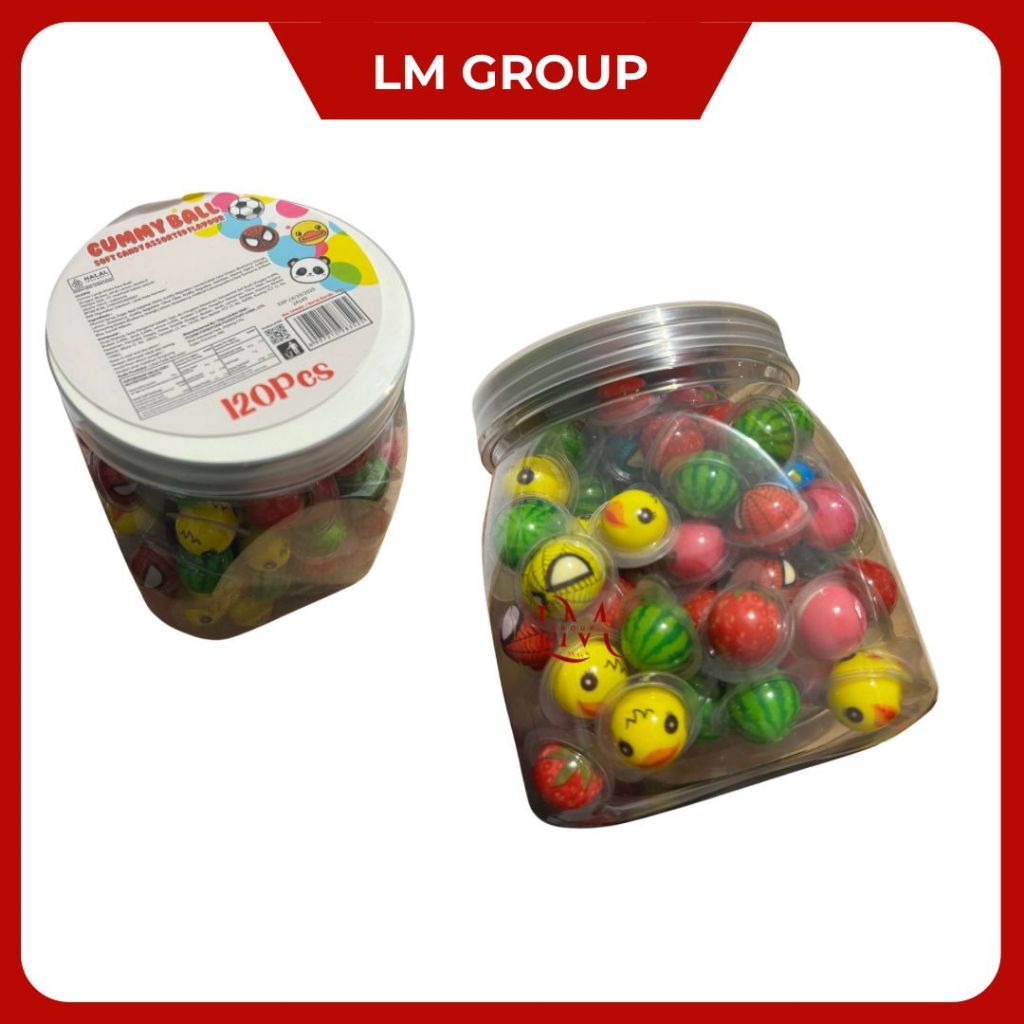 

Permen Lunak Gummy Ball Soft Candy 1 Toples isi 120 pcs Ecer 500
