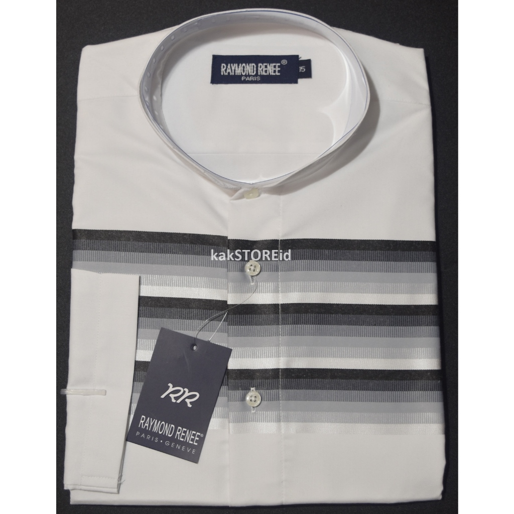 Kemeja Pria Kerah Koko Mandarin RAYMOND RENEE Lengan Panjang Putih Regular KRR 37