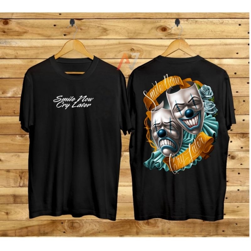 Baju Kaos Tshirt Distro Terlaris Motif Smile Now Cry Later / Baju Kaos Pria Premium