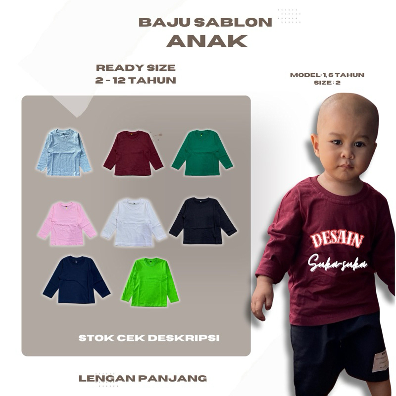 BAJU SABLON ANAK LENGAN PANJANG / CUSTOM SABLON BAJU ANAk