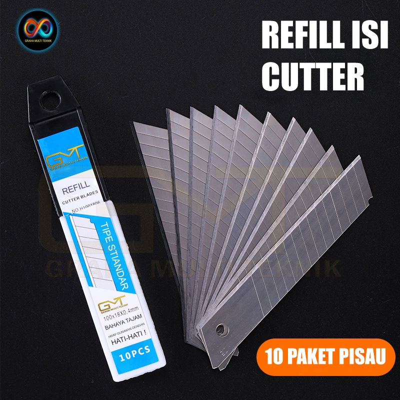 

( MURAH ) REFILL CUTTER ISI 10PCS REFIL PISAU / REPIL CUTTER BESAR 18mm x 100mm x 0.4-0.5mm