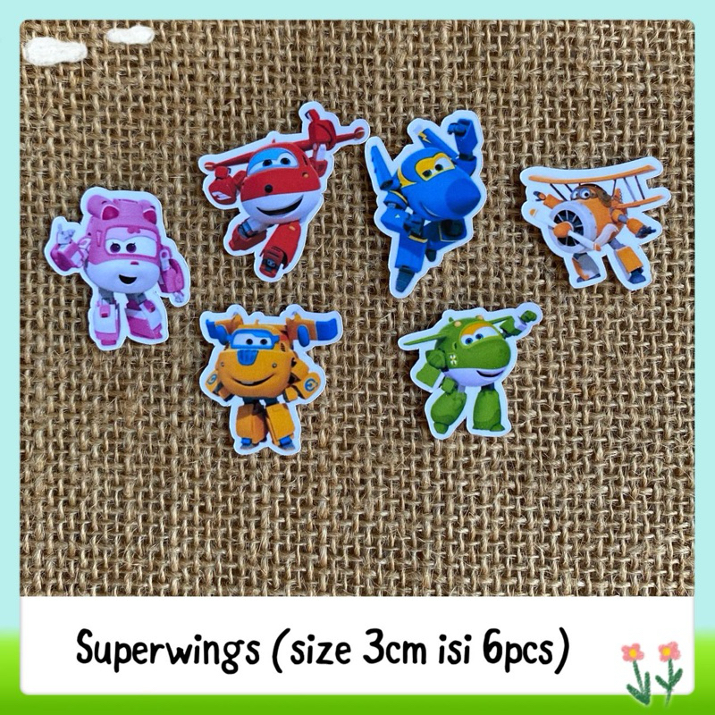 

6pcs sticker tempelan glossy kartun pesawat superwings