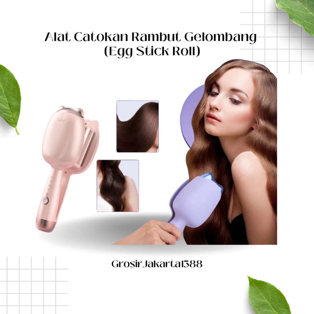 Catokan Rambut Gelombang / Alat Catok Gelombang Curly Wave Mermid Egg Roll / Catokan Rambut Bergelom