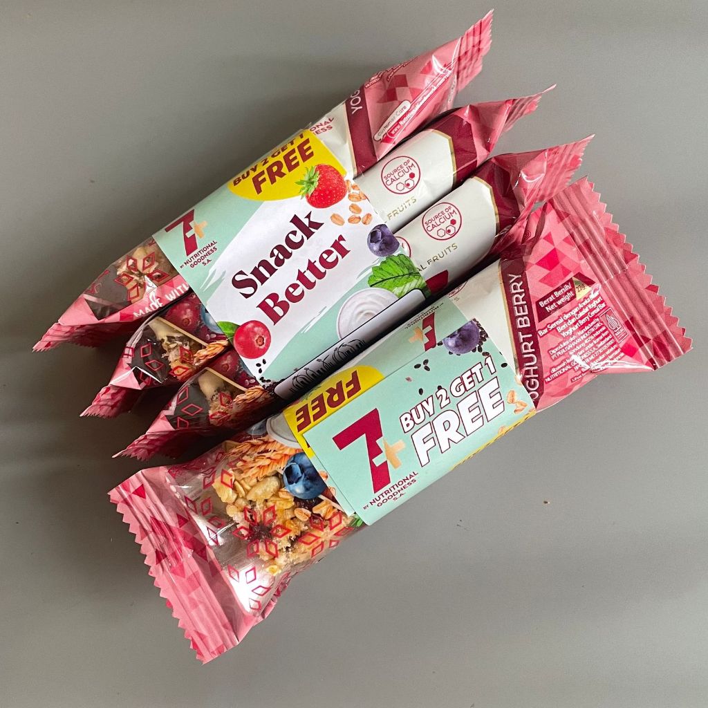 

RB22 7+ CEREAL BAR COCOA CHIA / YOGHURT BERRY 22 GRAM BUY2 GET1 FREE / SEREAL BAR