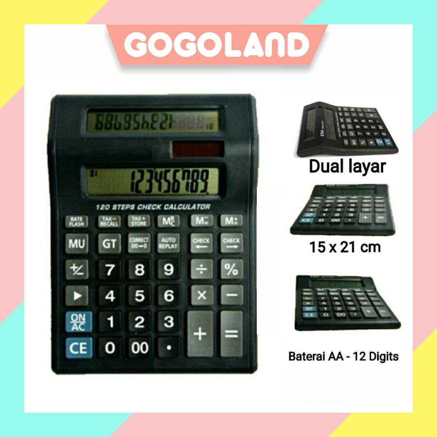 

⭐Gogoland⭐ Kalkulator 2 Layar CT-7212 12 Digit - Calculator Check Dual 2 Power R1101
