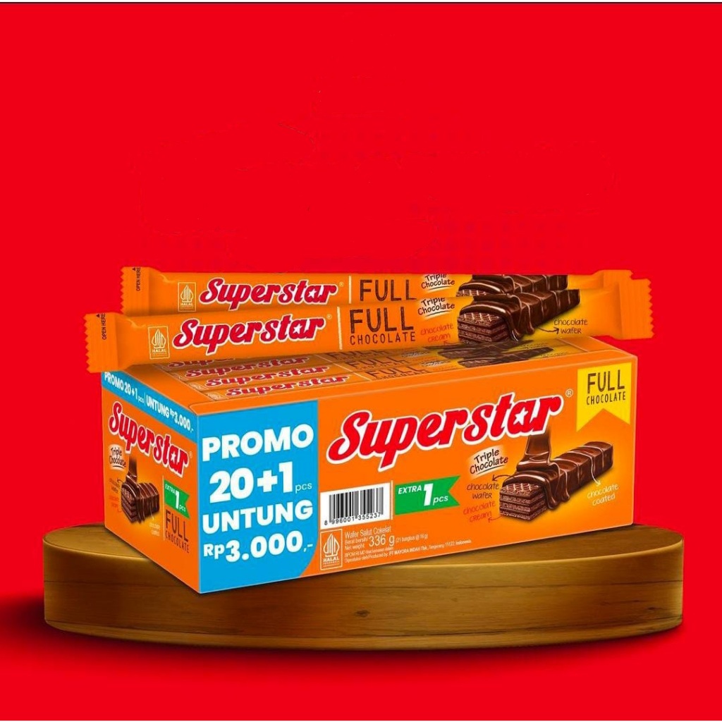 

WAFER COKLAT SUPERSTAR TRIPLE CHOCOLATE BOX 20 PCS x 16 GR