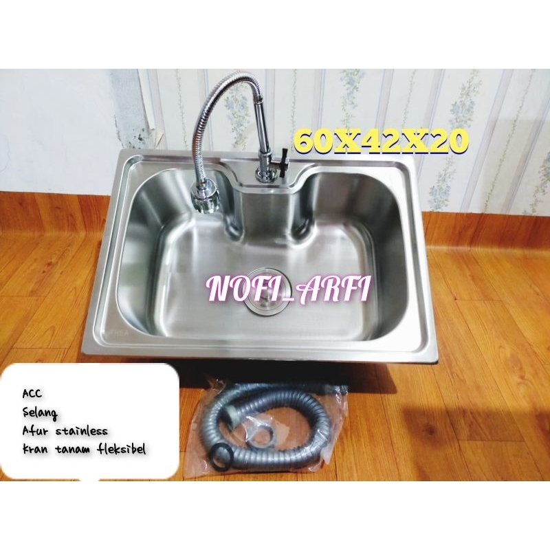 OKI bak cuci piring 1 lubang 60 cm/kitchen sink/wastafel stainles