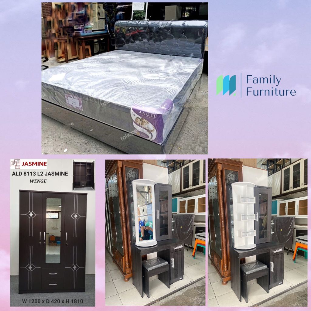 Paket Hantaran Fullset Springbed Angel Divan Custom Lemari Meja Rias E