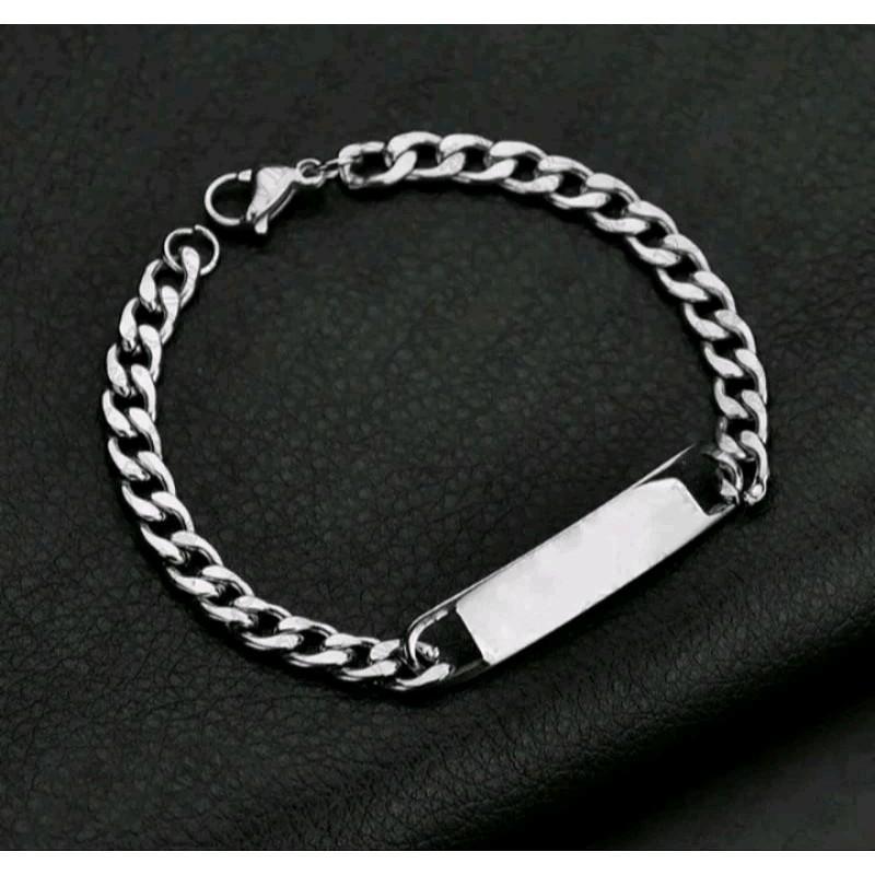 Gelang Rantai Titanium Pria & Wanita Model Plat