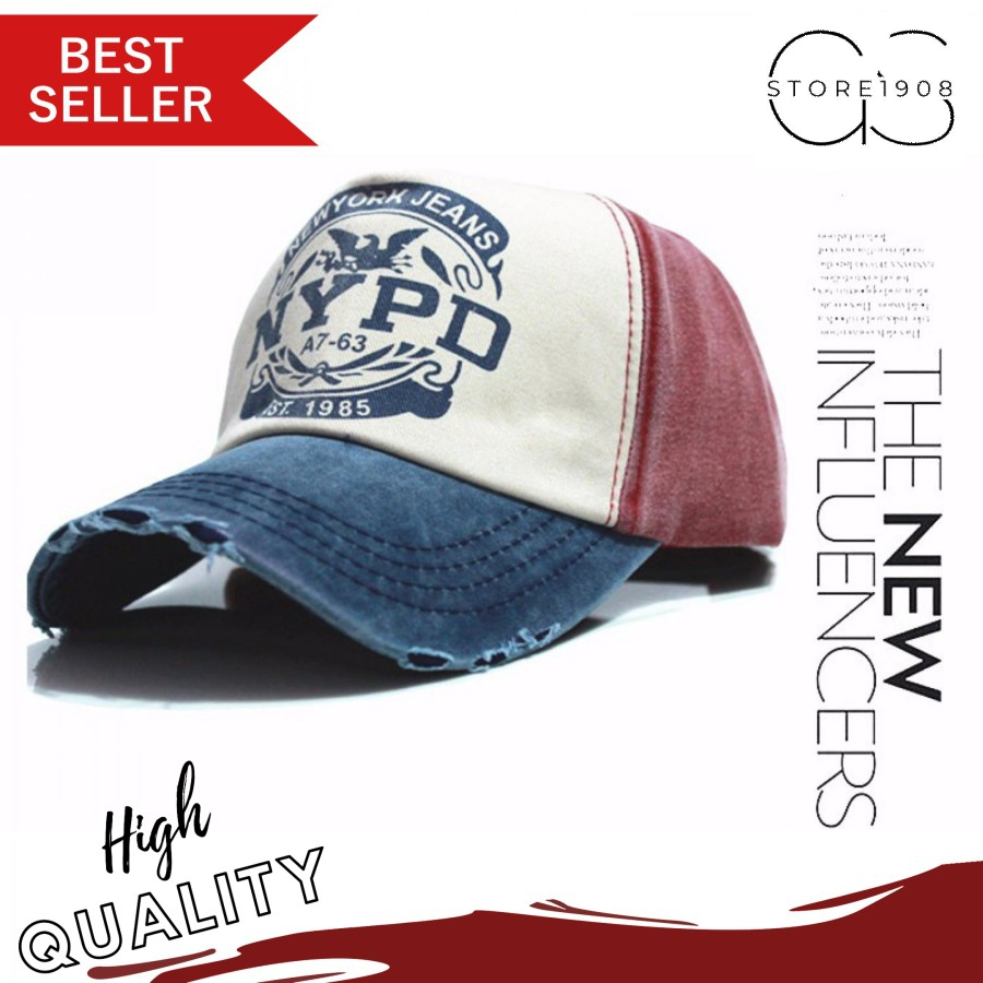 Topi Baseball NYPD Motif Sobek FLB Original