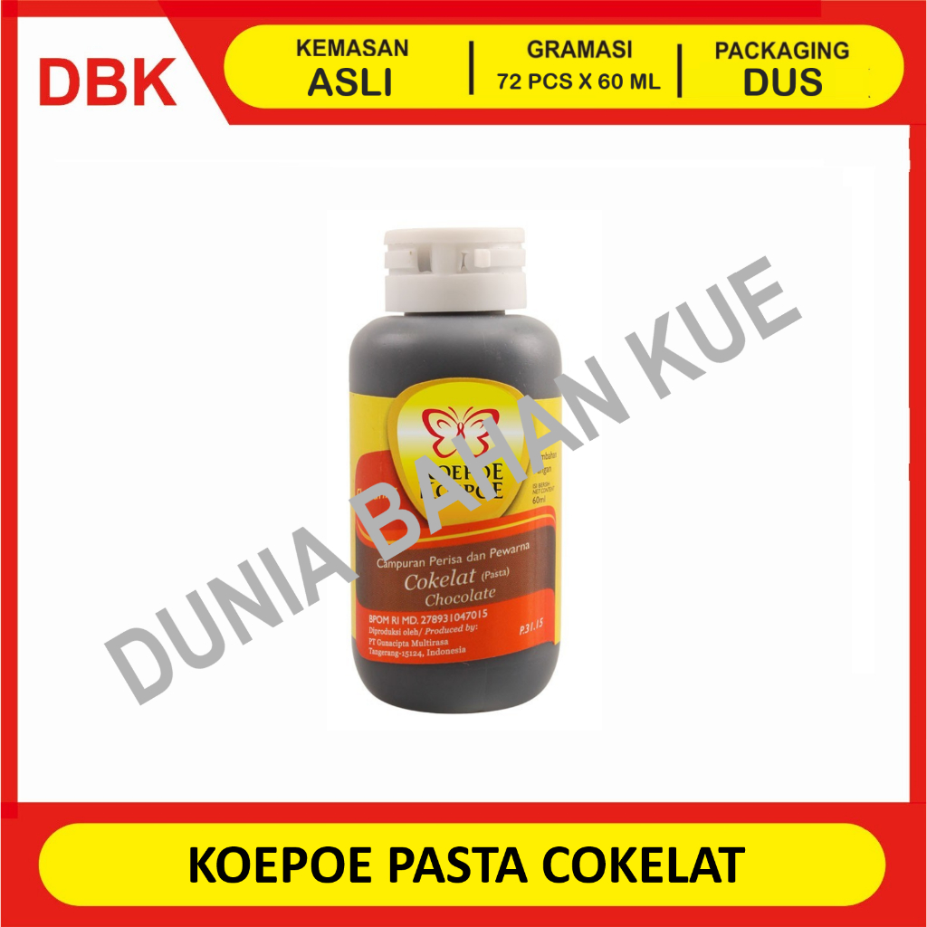 

KOEPOE KUPU PASTA PERISA COKELAT 60 ML - 1 DUS 72 PCS / PASTA PERISA DARK CHOCOLATE