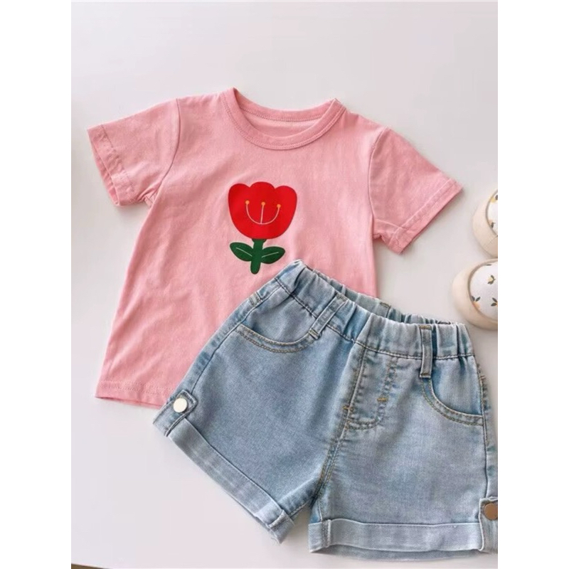 FLOWER TSHIRT DUSTY PINK / KIDS TSHIRT