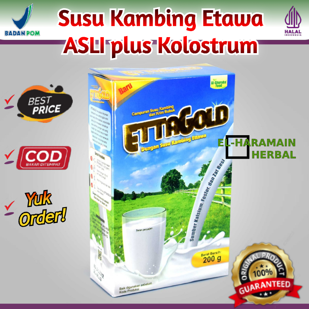 

Susu Kambing ETTAGOLD plus Kolostrum Bubuk 200gr Al-Ghuroba Menyehatkan Resmi BPOM MD