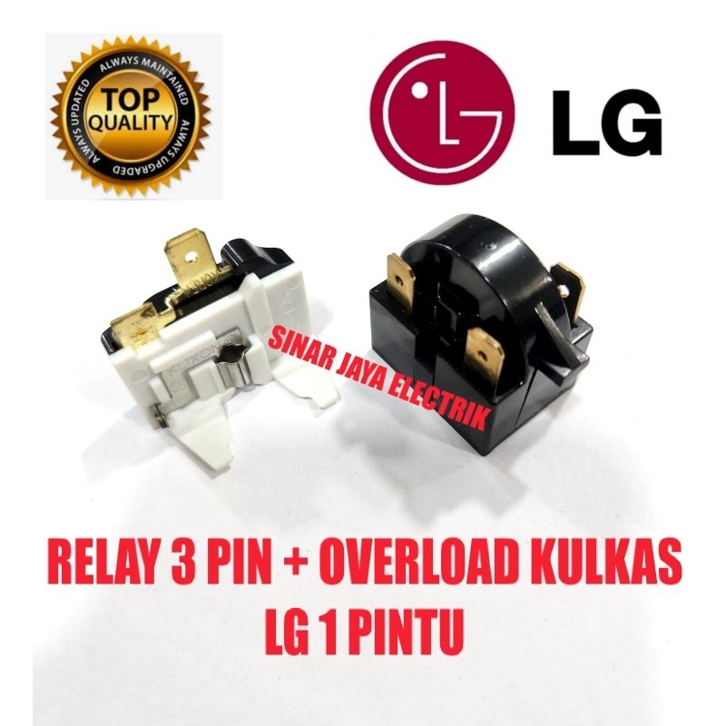 RELAY 3 PIN + PTC OVERLOAD KULKAS LG 1 PINTU