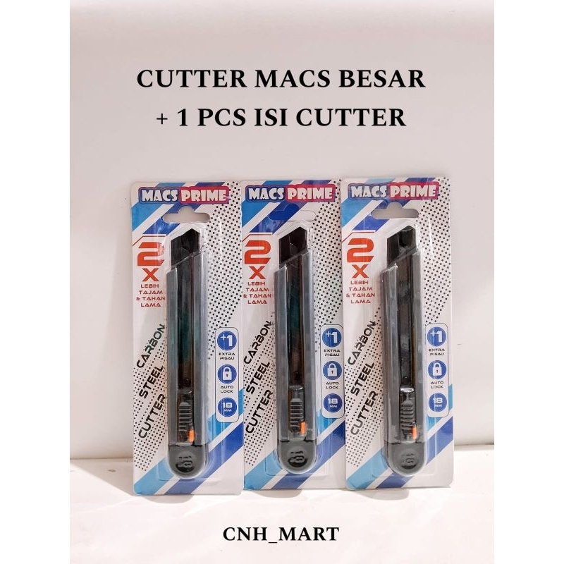 

Pisau Cutter MACS + 1 Pcs Isi Cutter - Cutter Besi Carbon MACS - Cutter Besi Besar MACS