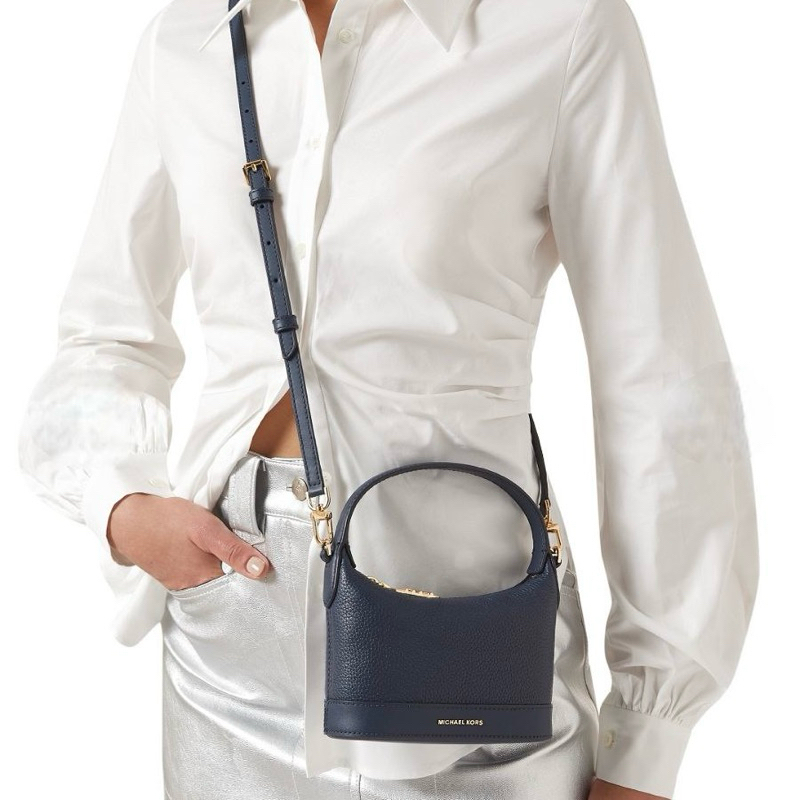 Original Michael Kors MK Wythe Small Crossbody Bag in Pebbled Leather