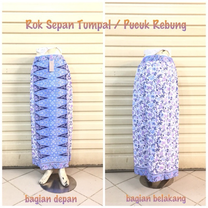 Rok Sepan Tumpal ST32 Motif Pucuk Rebung Warna Biru Putih / Bawahan Batik Kebaya